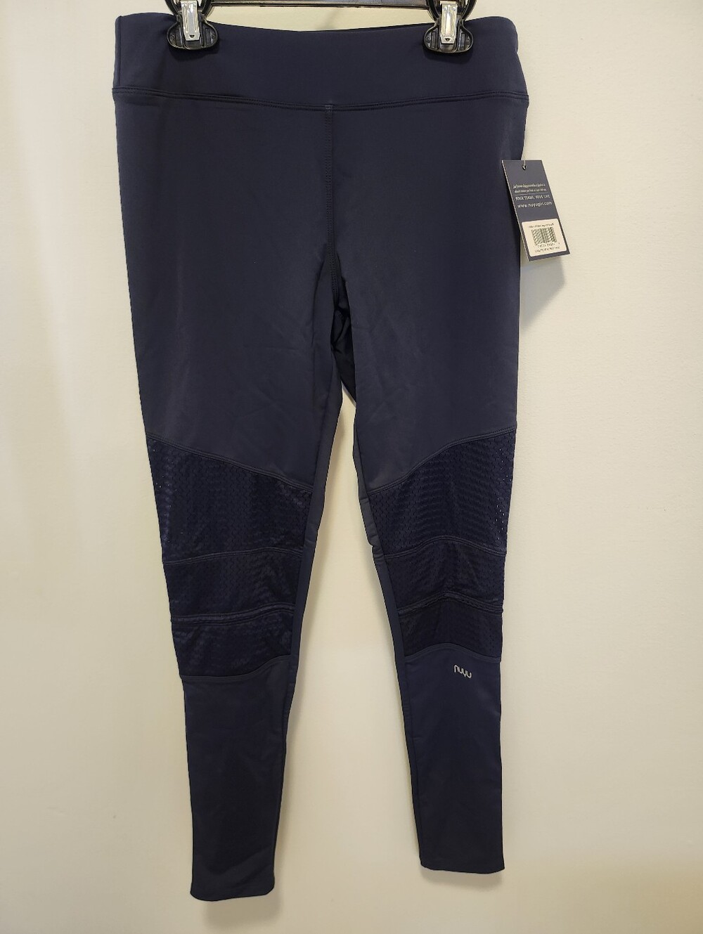 NUYU State Of Mind Navy Performance Leggings with Mesh Panels NWT Size M